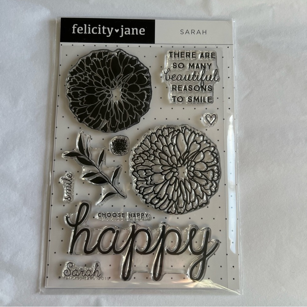 NWT Felicity Jane Sarah Happy Floral Clear Stamp Kit